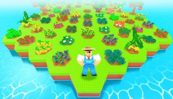 Roblox Farm an Island featured image depicting a Roblox farmer character in front of his hexagonal crops
