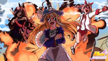 Uma FIghters official artwork depicting characters from the Umamusume franchise