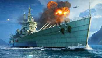 World of Warships Legends official artwork depicting a warship under attack