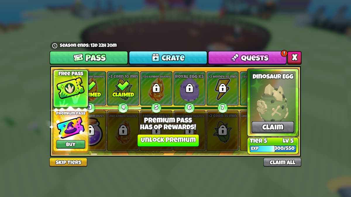 Jurassic Battle Pass in Grow a Chicken Fighter