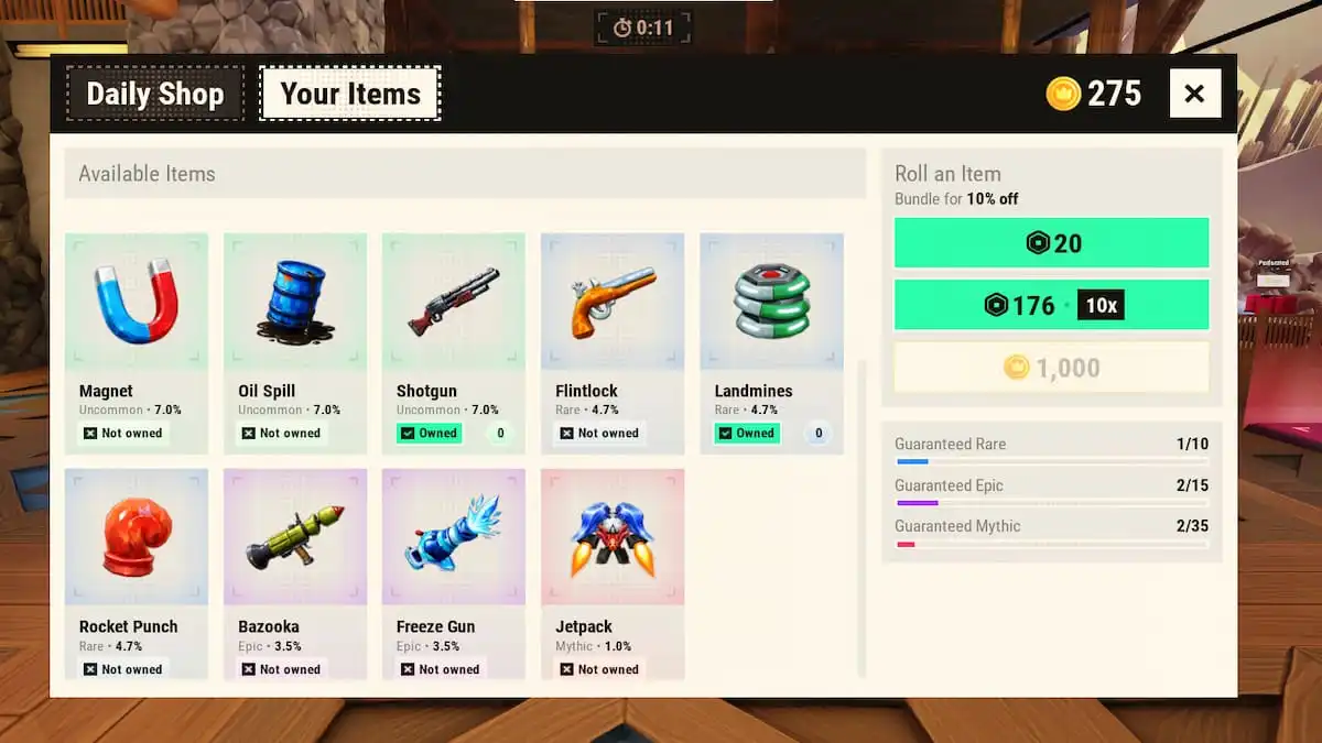 The Item Inventory in Roblox Illegal Soccer