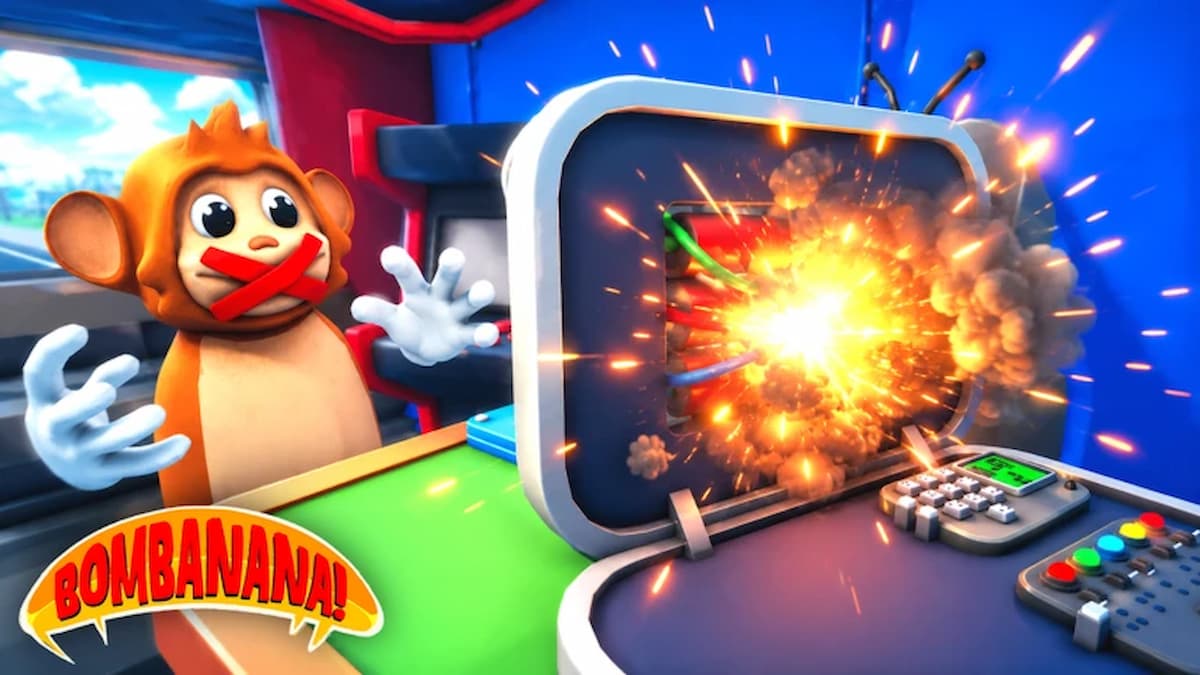 Cartoon monkey reacts as an open vault explodes, with the Bombanana logo in the bottom-left corner.