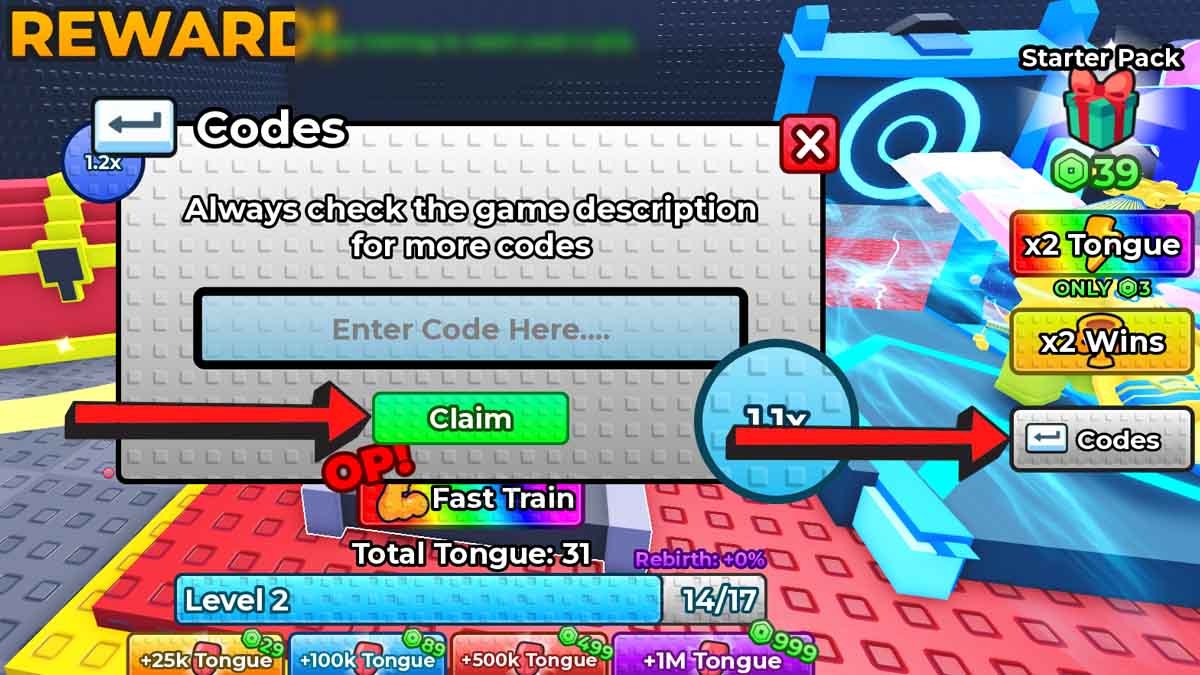 +1 Tongue Escape Codes Redemption System