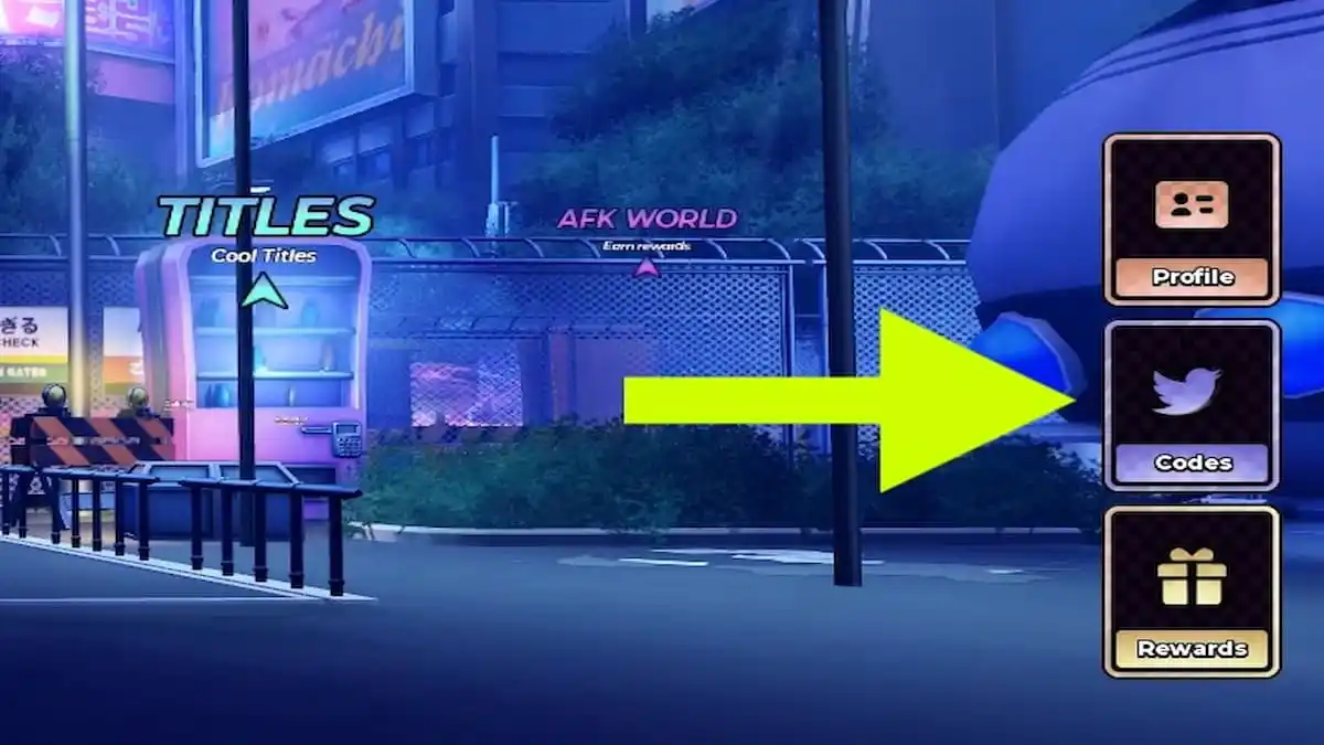 Arrow pointing to the Anime Zero codes button.