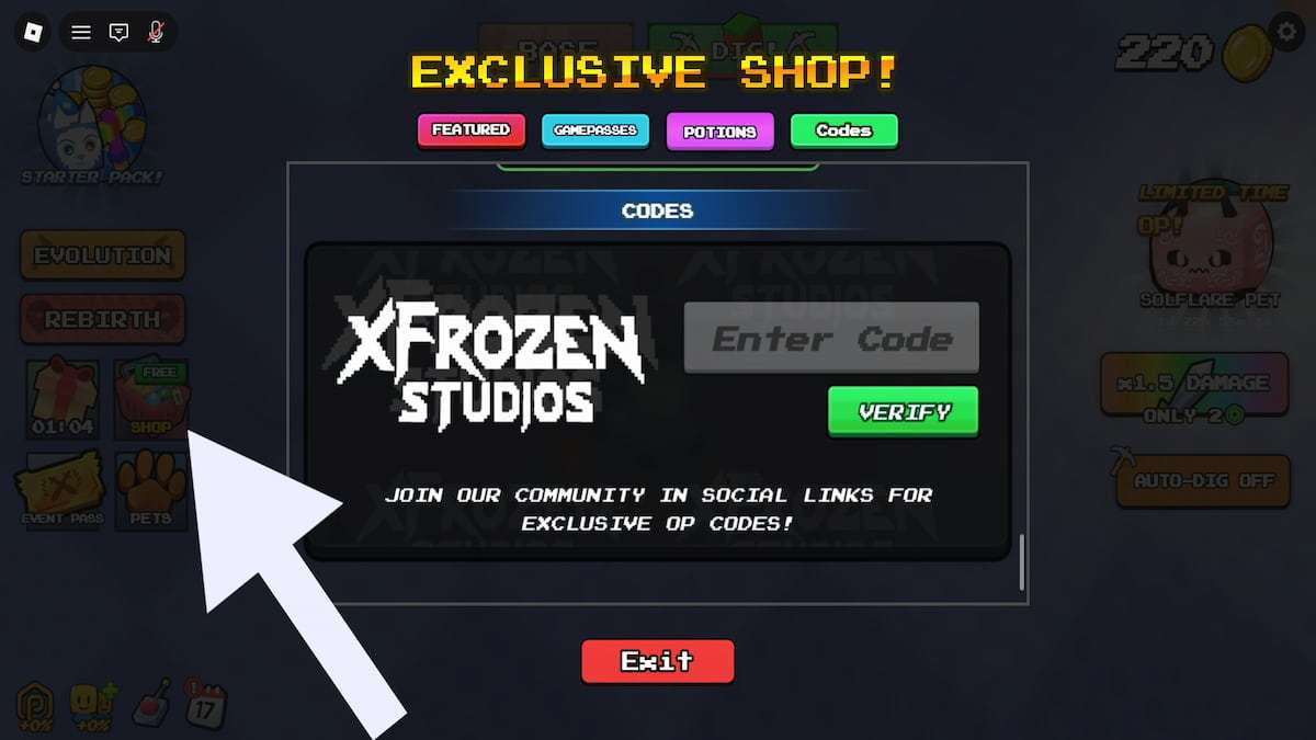 How to redeem codes in Merge and Dig Simulator