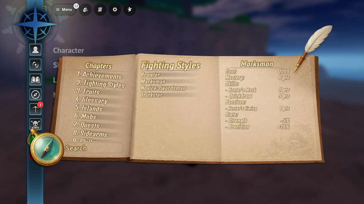 image showing the Fighting Styles Logbook in Grand Blue