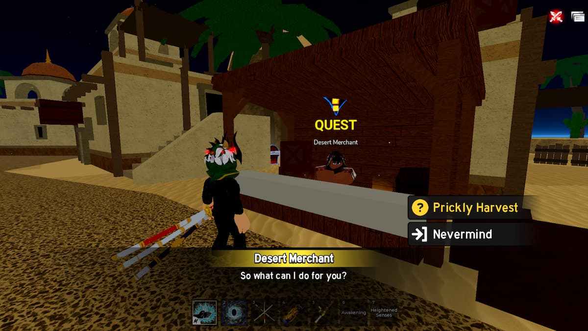 image showing the Prickly Harvest quest in Blox Fruits Desert Island