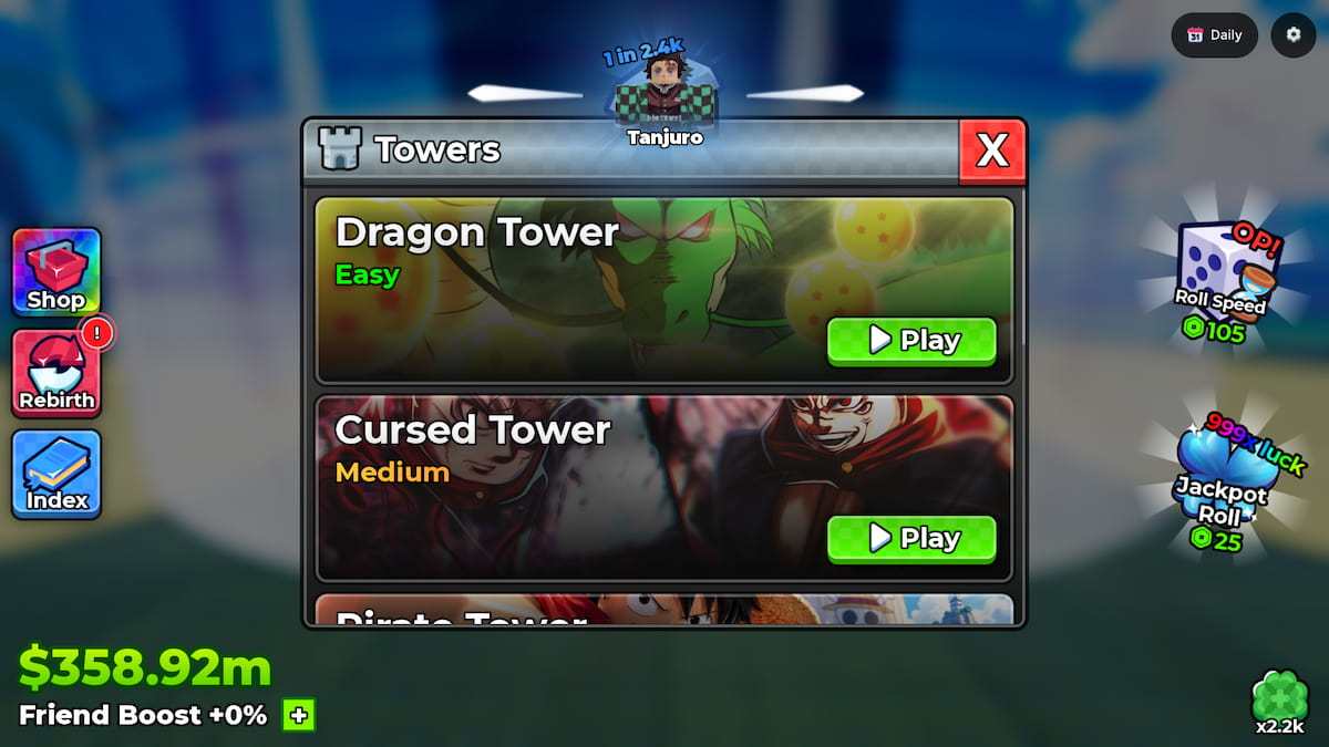image showing the Towers in Anime Dice