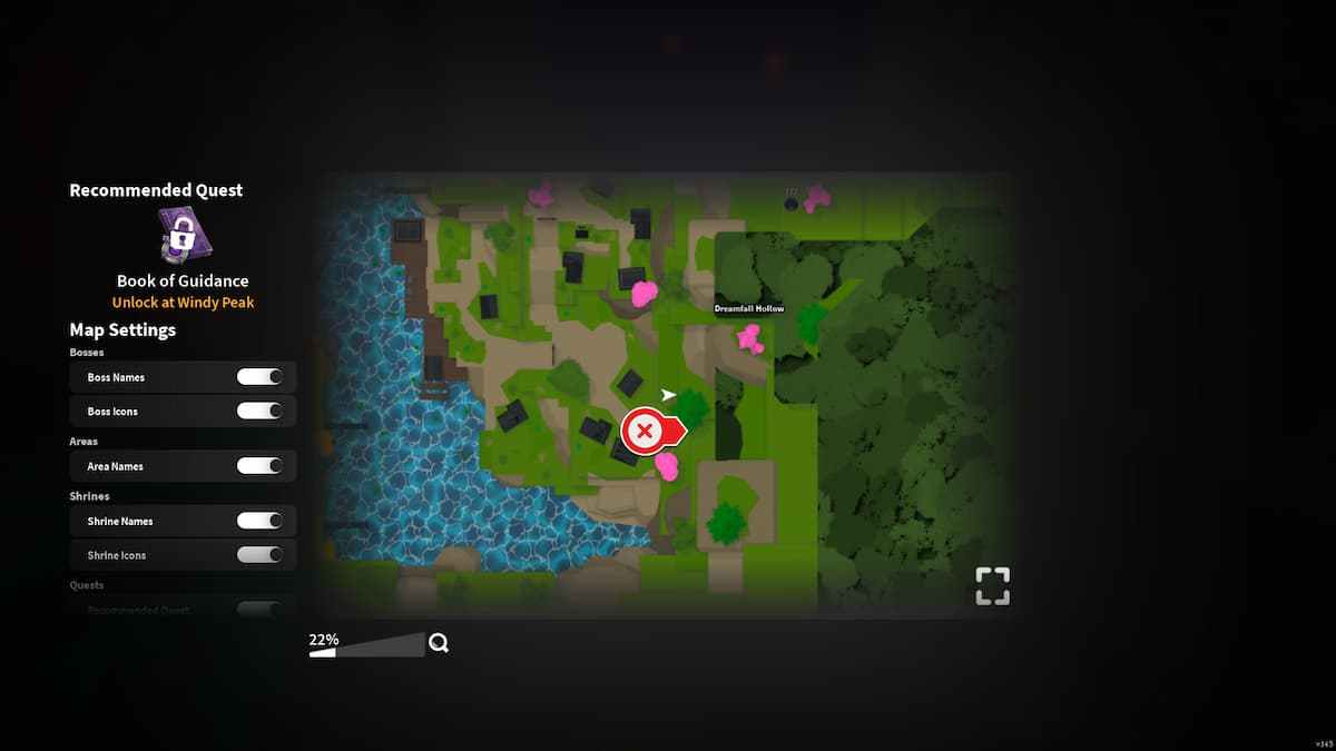 image showing the cave location at Dreamfall Hollows