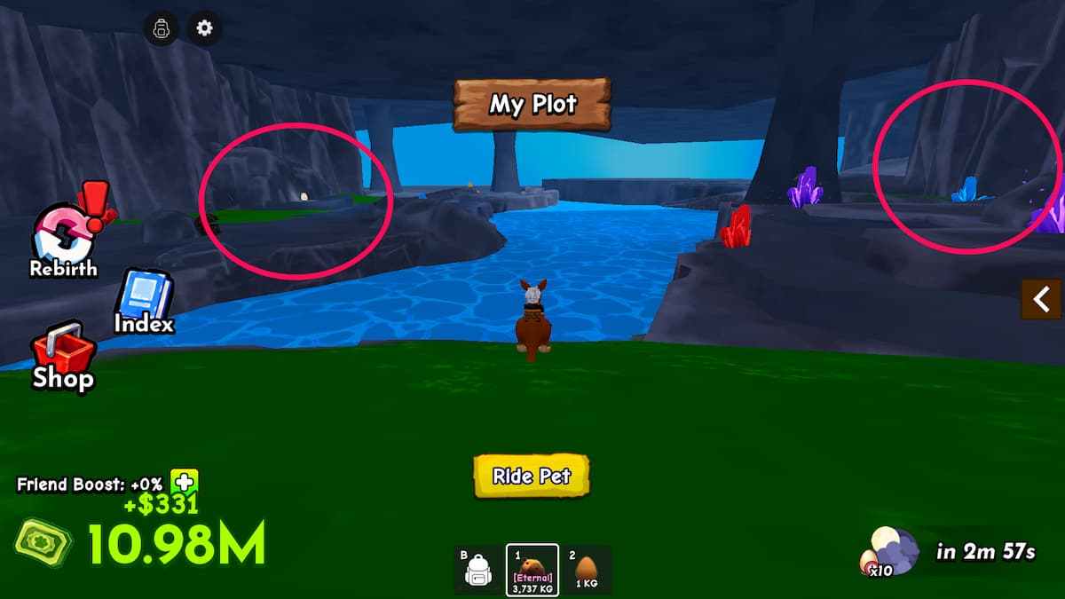 image showing the egg spawn locations insdie the Cave