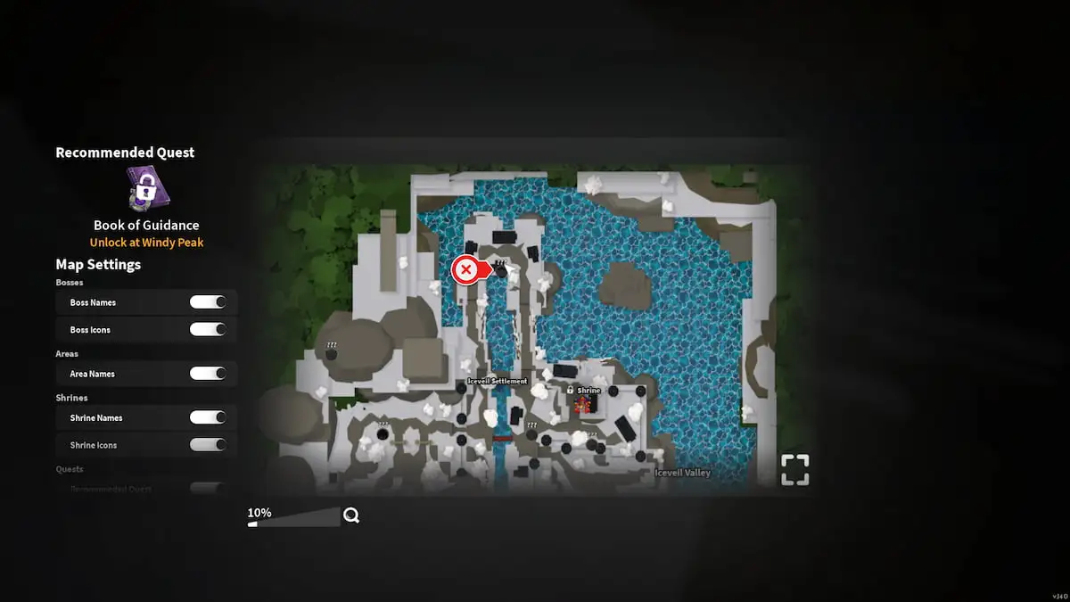 image showing the hidden area location in Iceveil Valley