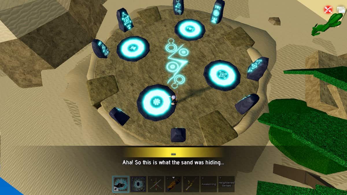 image showing the stone pillars on Desert Island in Blox Fruits