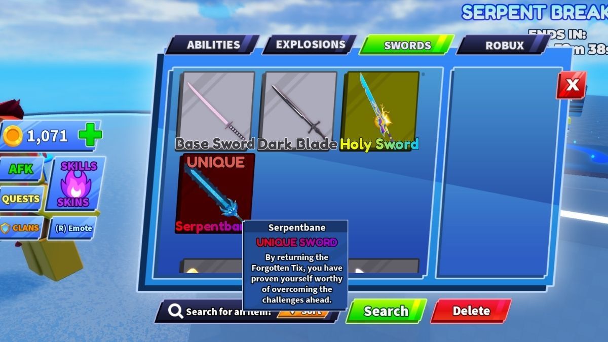 How to equip the Serpentbane Sword in Blade Ball Roblox