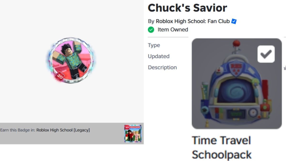 Chuck's Savior Badge & Time Travel Schoolpack in Roblox High School