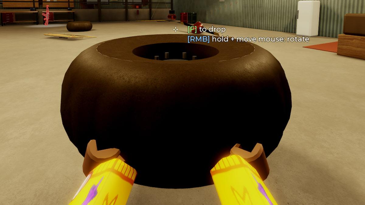 A player holding a Tyre in A Long Flight