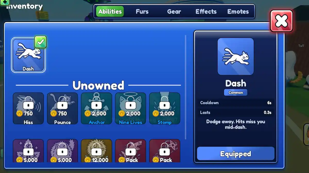 The Ability List in Cat Battles