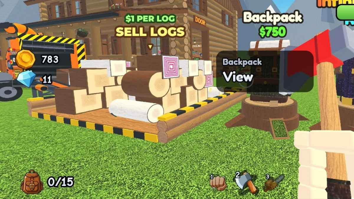 Farming coins in Chop a Forest