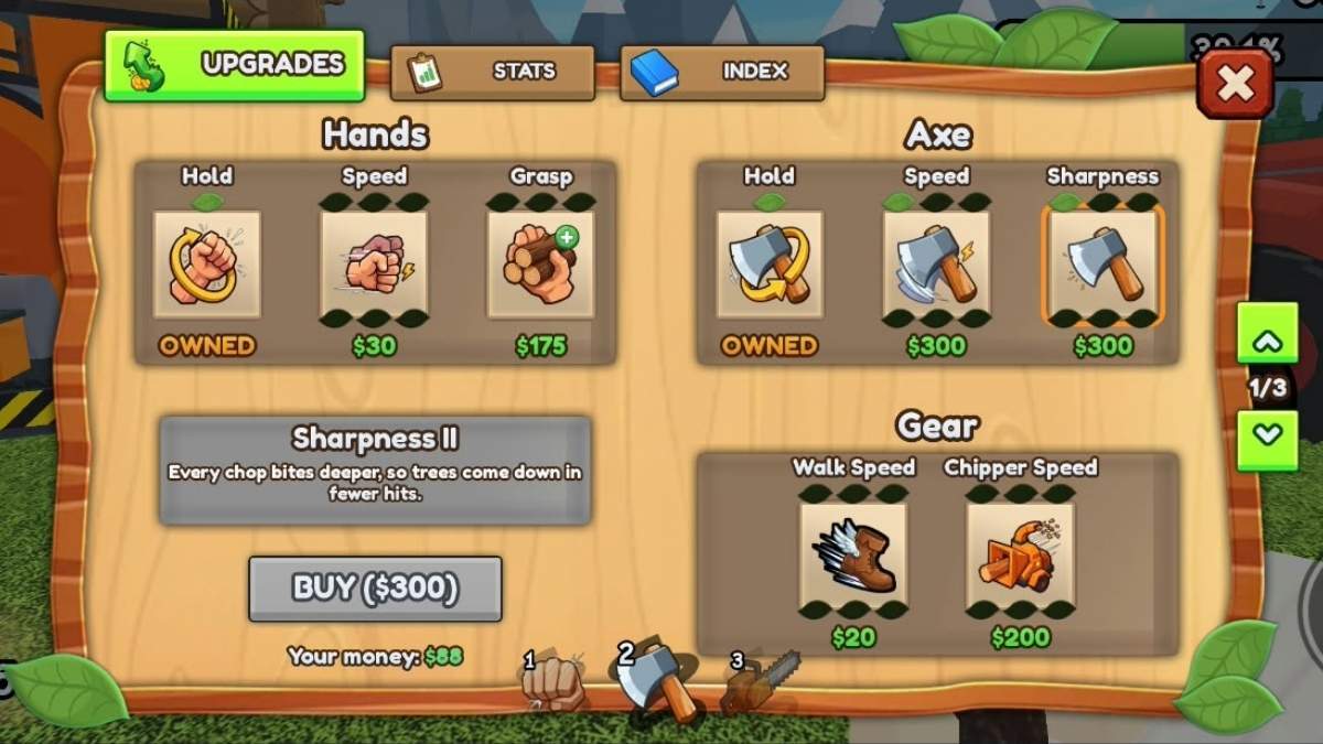 Upgrades in Chop A Forest