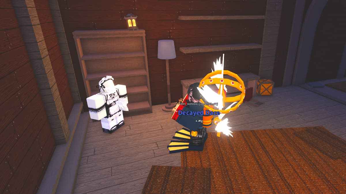 A player giving a fish to the Maid NPC in Fisch