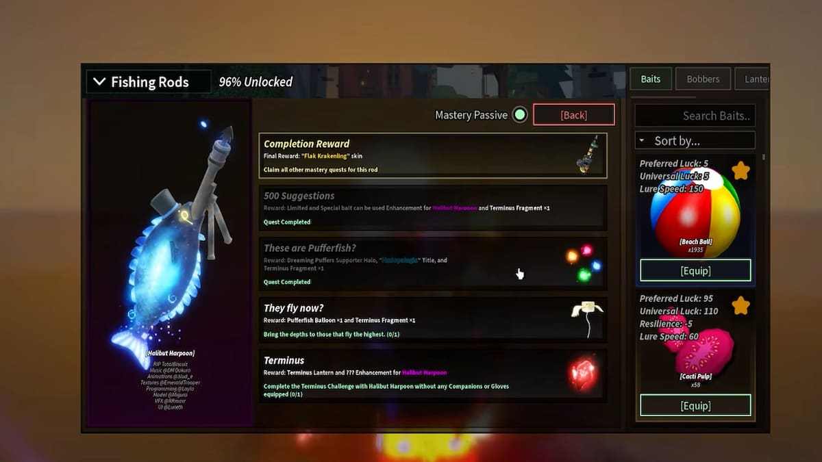 The Halibut Harpoon Mastery Requirements