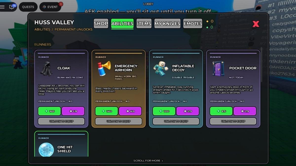 buying abilities in huss valley