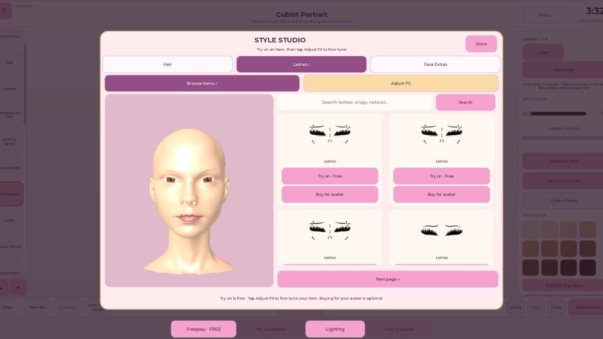 Adding Lashes in Makeup Mania