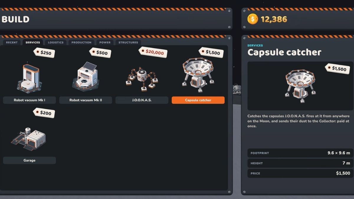 Buying capsule catcher in Moon Sweepers