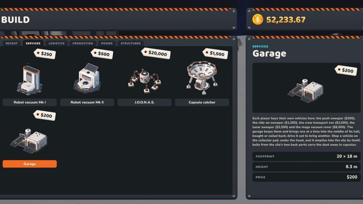 Garage in Moon Sweepers