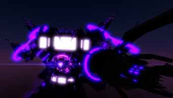 Cameraman Toilet TD game screenshot showing a massive purple-glowing futuristic cameraman unit with bright energy effects against a dark background.