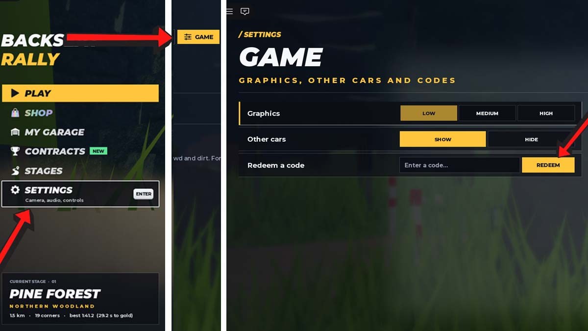 Backseat Rally Codes Redemption System