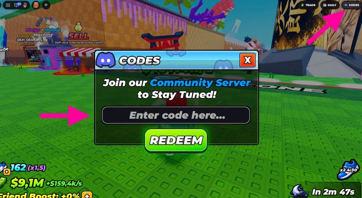How to Redeem Codes in Steal an Anime