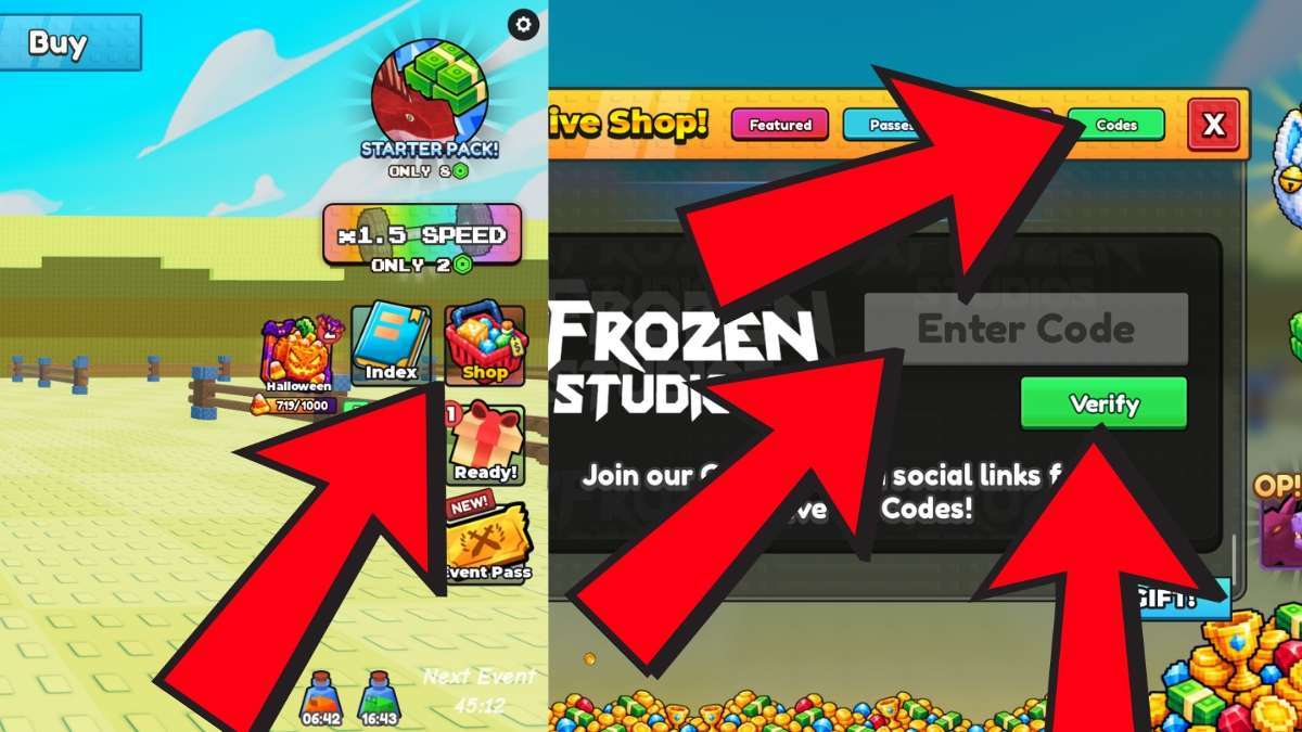 How to redeem Race For Eggs codes in Roblox by opening the Shop, selecting the Codes tab, entering a code, and clicking Verify.
