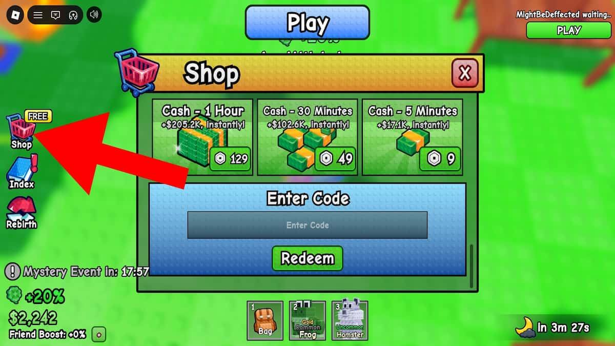 Arrow pointing to the shop button in Truth or LIE