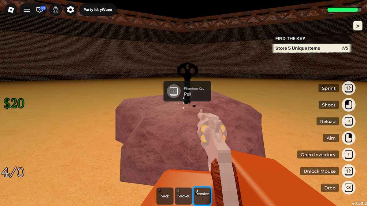 image showing the Phantom Key in a rock in Dead Rails The Hollow Event