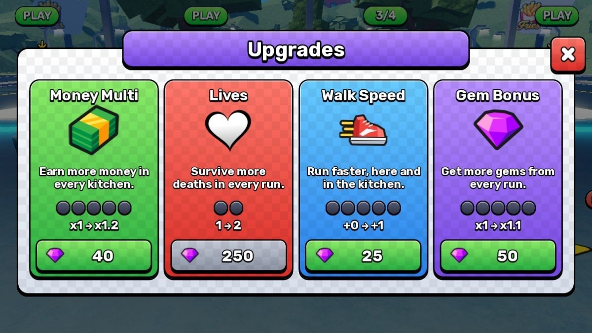 Upgrades in in Sell Fries!