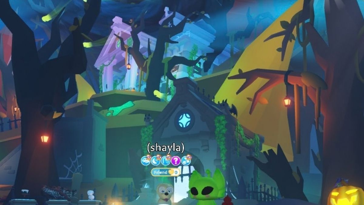 Location of the minigame, image of manor and tomb in ADOPT ME