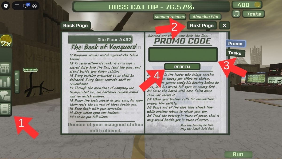 Code redemption system for CAT DEFENSE