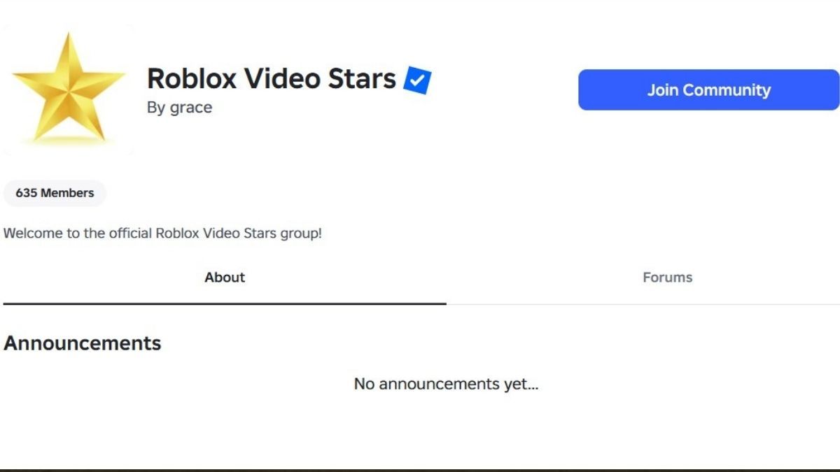 Roblox video stars community page