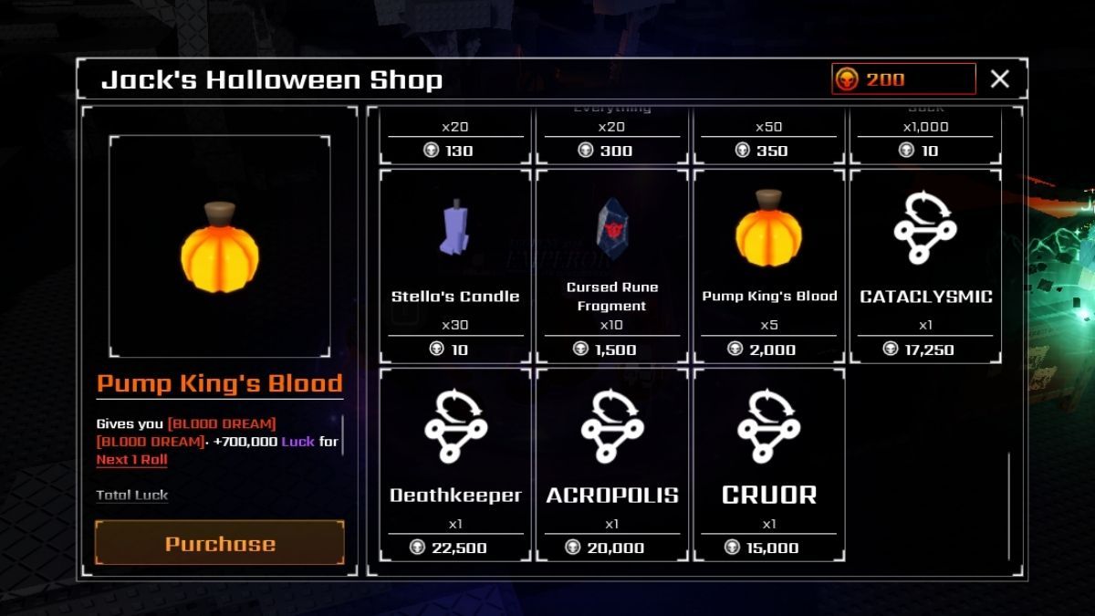 Special Items and Auras in Jack's Halloween Shop