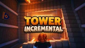 Tower Incremental game artwork showing a Roblox character standing inside a stone tower beneath the glowing Tower Incremental logo.
